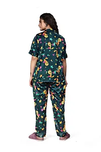 ZHALAK Dark Green night suit for women night dress  Top Pyjama set-thumb2