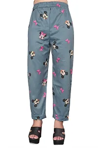 Zhalak women night suit  Top pyjama set with Grey cartoon printed-thumb1