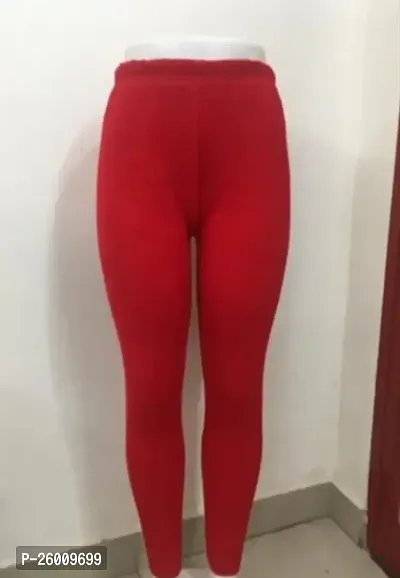 Fabulous Red Wool Solid Leggings For Women-thumb0