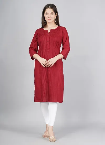 Women Rayon Slub Straight Kurti