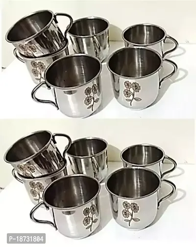 STAINLESS STEEL SINGLE WALLED LASER DESIGN CUPS FOR TEA/COFFEE AND HOT WATER(PACK OF 12PC CUPS)