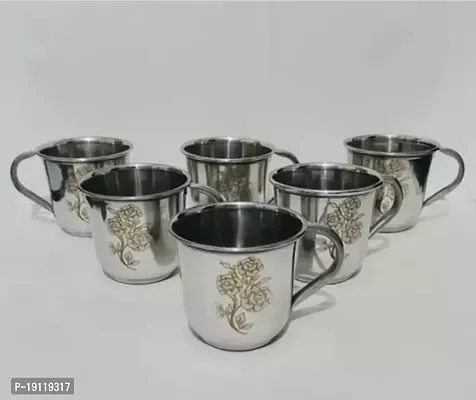 STAINLESS STEEL SINGLE WALLED CUP WITH LASER DESIGN (PACK OF 6PC)