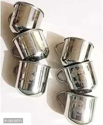 STAINLESS STEEL HIGH QUALITY LASER DESIGNER CUPS SET OF 6PC(PACK OF 1BOX)