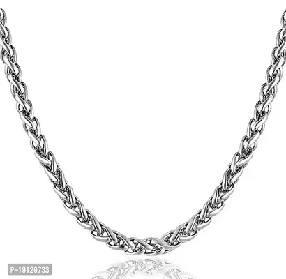 Jewellery Stainless Steel Valentine Long Chain Platinum Necklace Silver Chain for Men  Boys Stylish-thumb0