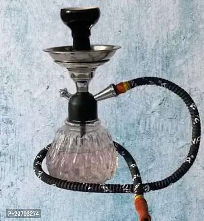 Misr Puff Iron Plate 11 Inch Crystal, Glass Hookah (Silver, Black, Clear)