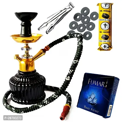 Misr Puff Iron Plate 11 Inch Glass, Gold Plated Hookah (Black, Gold)