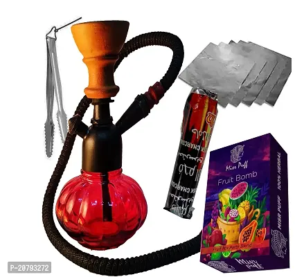 Misr Puff Iron Tray 8 Inch Glass Hookah (Red)