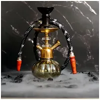 Misr Puff Limited Edition Printed Iron Tray 11 Inch Gold Plated, Glass Hookah (Gold)-thumb1