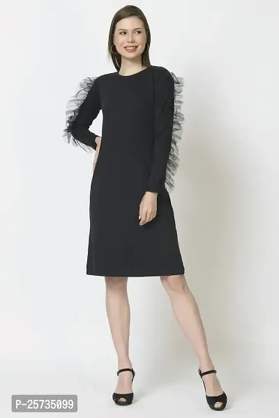 Styvibe Women Black Stylish Full Sleeve Cotton Bodycon Dress