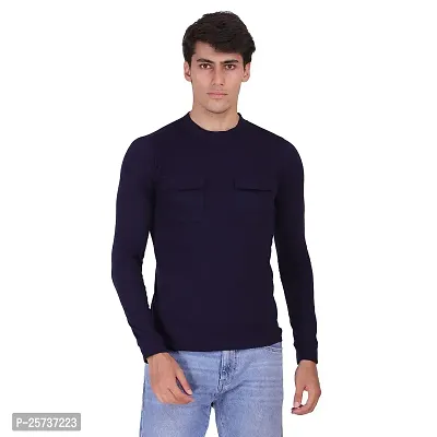 Styvibe Men's Round Neck Cotton Full Sleeve T-Shirt (Navy Blue, M)-thumb5