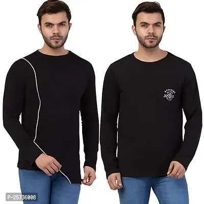 Styvibe Men Black Round Neck Full Sleeve T-Shirt