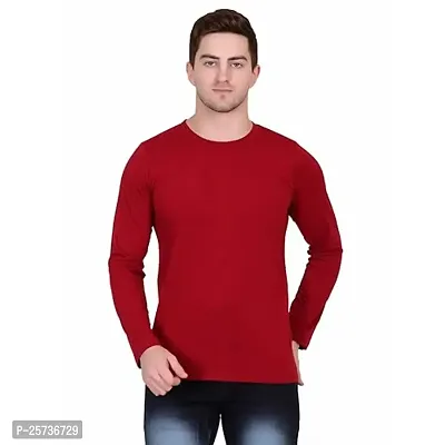 Styvibe Men Maroon with Detailing Round Neck Full Sleeve T-Shirt