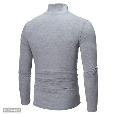 Styvbe Men Grey Turtle Neck Cotton Full Sleeve T-Shirt (Large, Grey)-thumb2