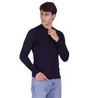 Styvibe Men's Round Neck Cotton Full Sleeve T-Shirt (Navy Blue, L)-thumb3