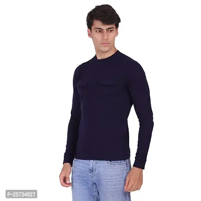 Styvibe Men's Round Neck Cotton Full Sleeve T-Shirt (Navy Blue, L)-thumb5