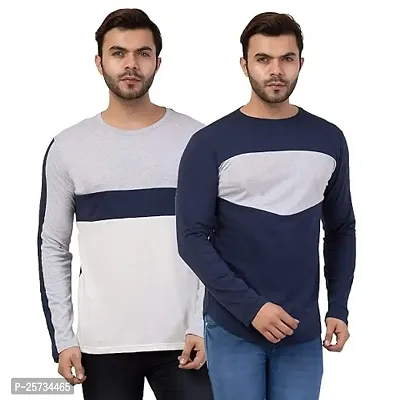 Styvibe Men Round Neck Multi Color Full Sleeve T-Shirt-thumb0