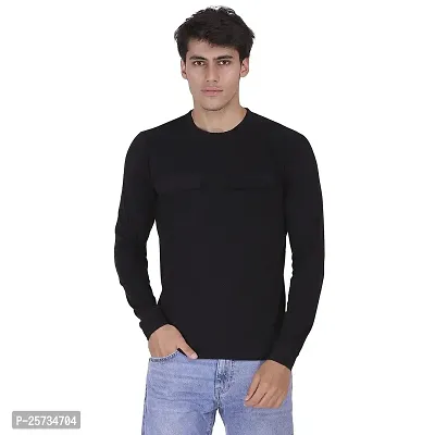Styvibe Men's Round Neck Cotton Full Sleeve T-Shirt (Black, L)