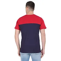 Styvibe Men Maroon Navy White Cut  Sew Round Neck Cotton Half Sleeve T-Shirt-thumb4