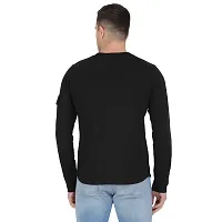 Styvibe Men Black with Patch Pocket Round Neck Cotton Full Sleeve T-Shirt-thumb2