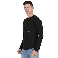 Styvibe Men Black with Patch Pocket Round Neck Cotton Full Sleeve T-Shirt-thumb3