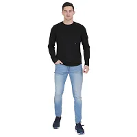 Styvibe Men Black with Patch Pocket Round Neck Cotton Full Sleeve T-Shirt-thumb4