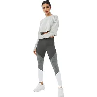 Styvibe Women Grey Round Neck Thumbhole Crop Top-thumb1