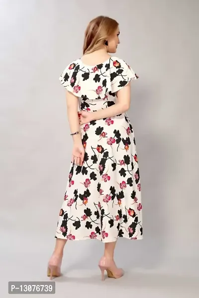 Women White  Black Floral Print Layered Maxi Dress-thumb2