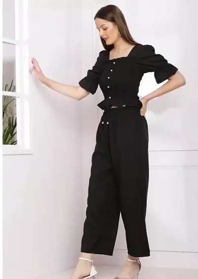 Stylish Crepe Solid Basic Jumpsuit For Women