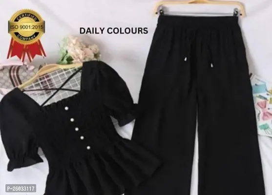 Stylish Black Crepe Solid Basic Jumpsuit For Women-thumb0