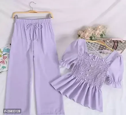 Stylish Purple Crepe Solid Basic Jumpsuit For Women