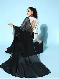 Georgette black saree With Blouse Piece for women-thumb1