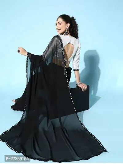 Georgette black saree With Blouse Piece for women-thumb2