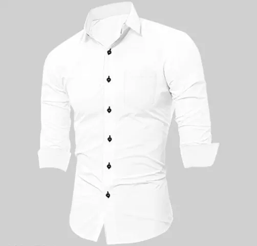 Classic Cotton Blend Solid Casual Shirts For Men
