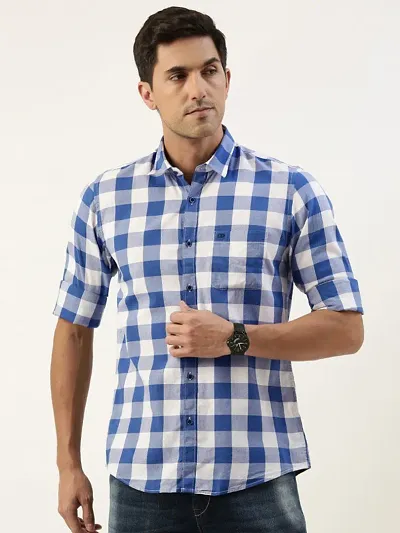 Classic Cotton Blend Solid Casual Shirts For Men