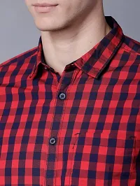 Time Fashion Men's Cotton Full Sleeve Casual Shirt (Red  Blue) - 019-thumb3