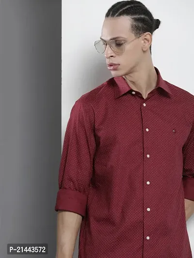 Reliable Maroon Cotton Long Sleeves Casual Shirt For Men-thumb2