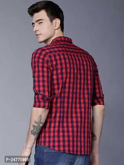 Time Fashion Men's Cotton Full Sleeve Casual Shirt (Red  Blue) - 019-thumb5
