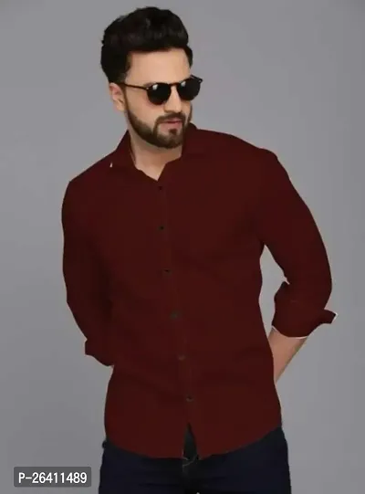 Stylish Cotton Blend Casual Shirt For Men-thumb0