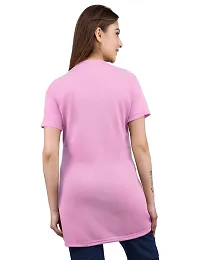 Trendy Pink Printed Cotton Long Tshirt For Women-thumb3