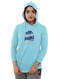 Amaha Hoodie Tshirt for Women (Large, Aqua Blue)-thumb2