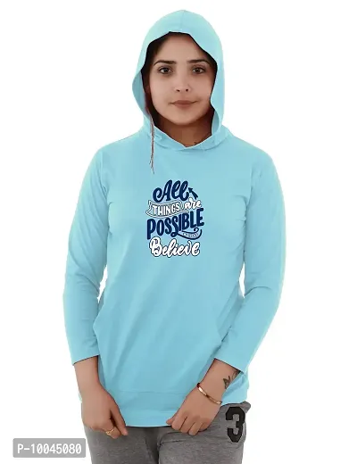 Amaha Hoodie Tshirt for Women (Large, Aqua Blue)-thumb3