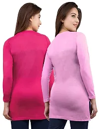 AMAHA Full Sleeve Long Tshirt for Women (XXX-Large, Dark Pink-Light Pink)-thumb1