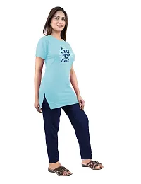 AMAHA Women's Cotton Solid Pyjama Set Pack Of 2 (URBE Night Suit Women_Blue_L)-thumb2