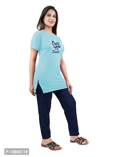 AMAHA Women's Cotton Solid Pyjama Set Pack Of 2 (URBE Night Suit Women_Blue_L)-thumb3