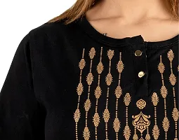 Elegant Black Cotton Printed Tshirt For Women-thumb3