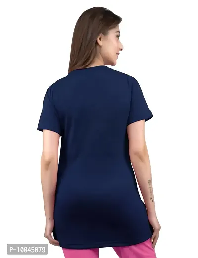 Amaha Printed Long Tshirt for Women (XX-Large, Navy)-thumb3