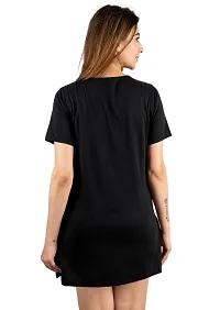 Elegant Black Cotton Printed Tshirt For Women-thumb1