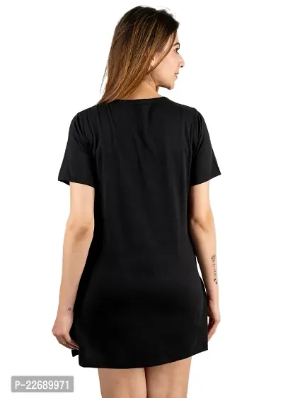 Elegant Black Cotton Printed Tshirt For Women-thumb2