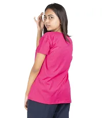 URBE Printed Tshirt for Women (Large, Dark Pink)-thumb1