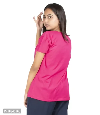 URBE Printed Tshirt for Women (Large, Dark Pink)-thumb2